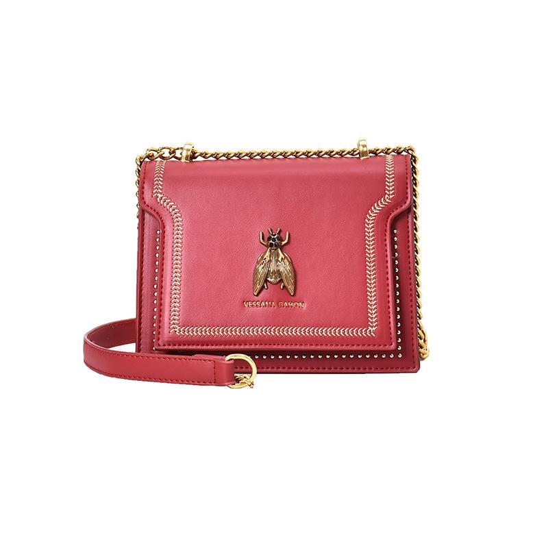

Bag Women s Daily Versatile Commuter Premium Niche Design Chain Shoulder Bag Simple Temperament Crossbody Small Square Bag червоний
