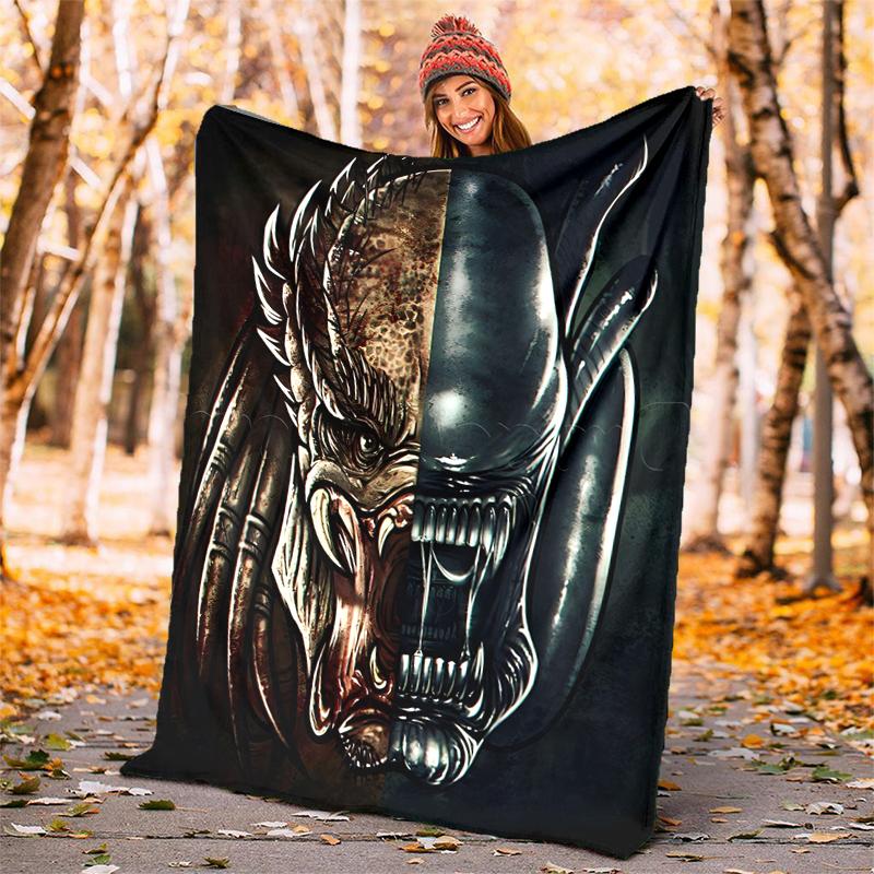Alien Flannel Blanket Soft Warm All-Season Throw, Design for Camping, Car Travel, Hiking Sofa, Bed, Office Perfect Gift for Parties