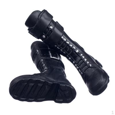 Czarne, płaskie, długie buty z klamrą w skali 1/6, na 12-calowe buty damskie Action