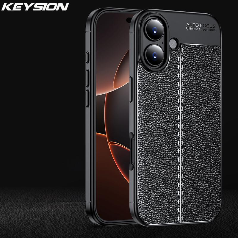 KEYSION დარტყმაგამძლე ქეისი iPhone 17 Pro Max-ისთვის რბილი სილიკონის ტყავის ტექსტურით, ბიზნეს სტილის ტელეფონის უკანა საფარი iPhone 17 17 Air-ისთვის