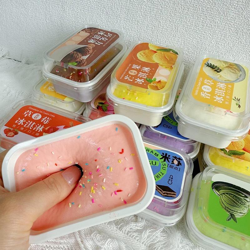 Squishy Simulated Ice Cream Cake Stress Relief Fidget Toy Slow Rising Soft Texture Sensory Toy for Kids Holiday Gift Adults