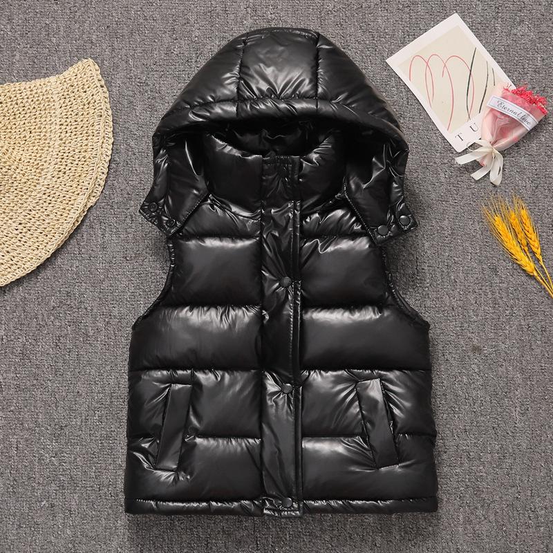 Kids' Hooded Down Cotton Vest: Thickened Sleeveless Jacket for Girls (Autumn/Winter).