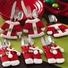 6pcs Christmas Table Decor Silverware Cutlery Tableware Holder Pocket Santa Suit Gift 2025 New Year Bag