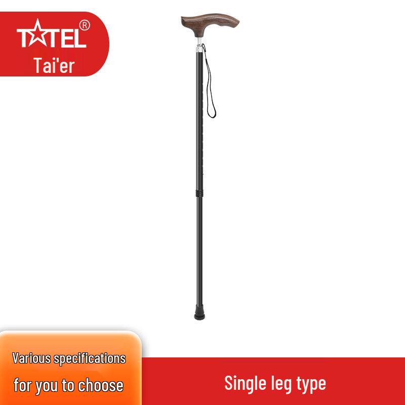 

Lightweight Aluminum Chicken Wing Cane: Telescopic Walking Stick with Wood Handle for Elderly