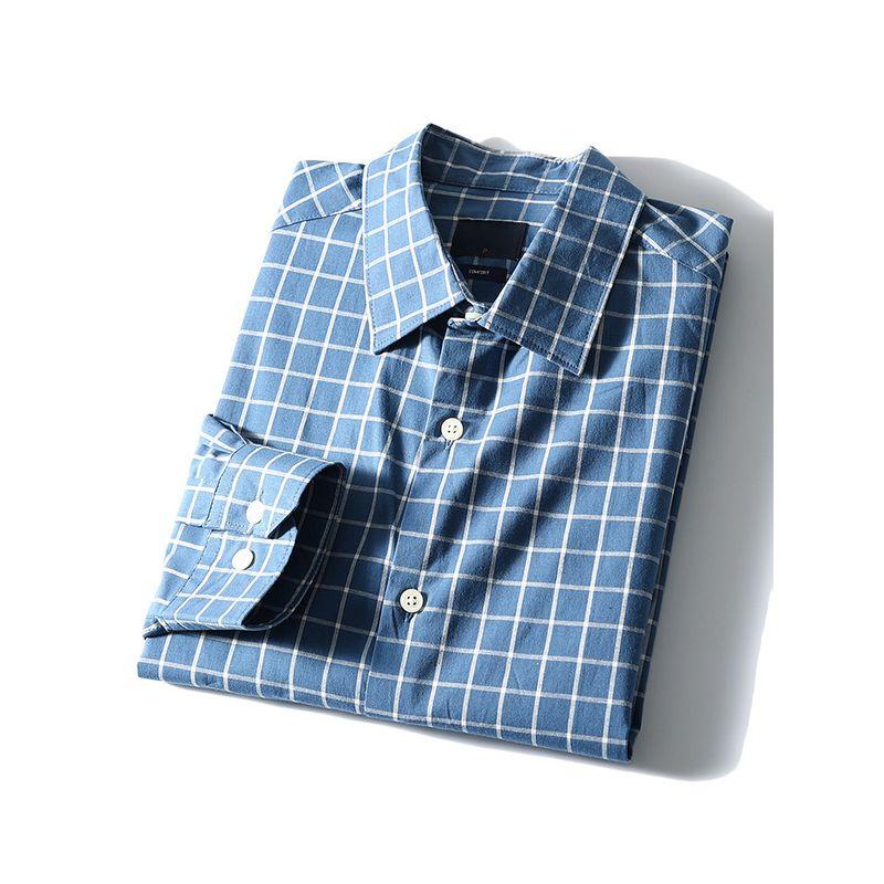 American Retro Pure Cotton Gingham Shirt Men's Long Sleeves Spring and Autumn 2024 New Coat Export Men's Casual Shirt