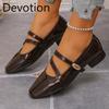 New Low-heeled, Shallow-toe Single Shoes with A Unique, Slender Strap and Elegant Square-toed Women's Shoes Devotion