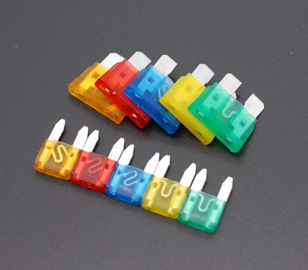 J-base Automotive Fuses 5A, 10A, 15A, 20A, 30A, Set of 50, with Case