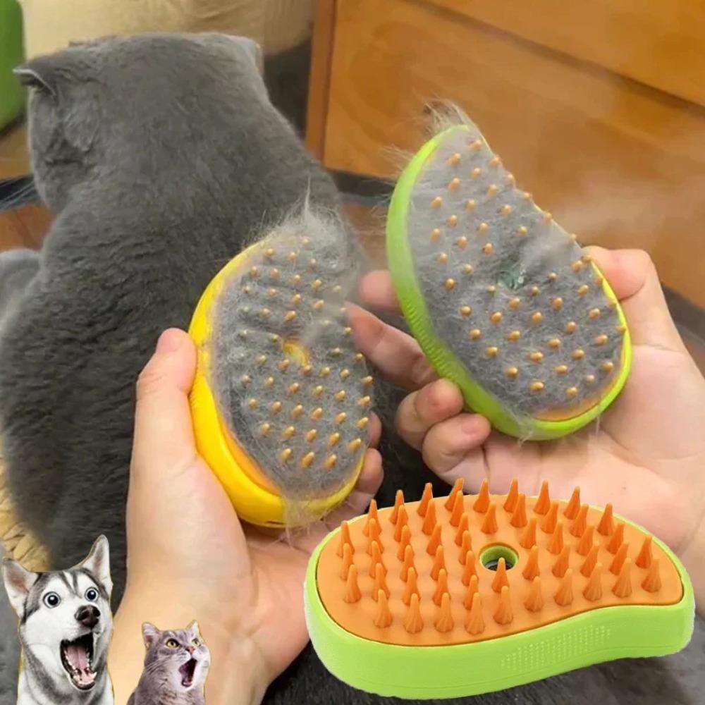 

Cat Dog Steamy Brush Steam Brush Electric Sprayer for Massage Pet Grooming Tool Shedding 3 in 1 Electric Sprays Massage Combs зелёный