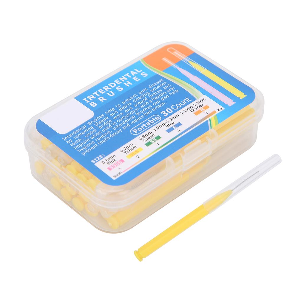 30pcs Box Interdental Brush Tooth Cleaning Tool Orthodontic Dental Tool Teeth CleanerYellow