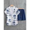 Men's Short-sleeve Shirt Printed Vacation-style Shirt Hawaiian Shirt Set Men's Fashion Loose Shirt and Shorts Set