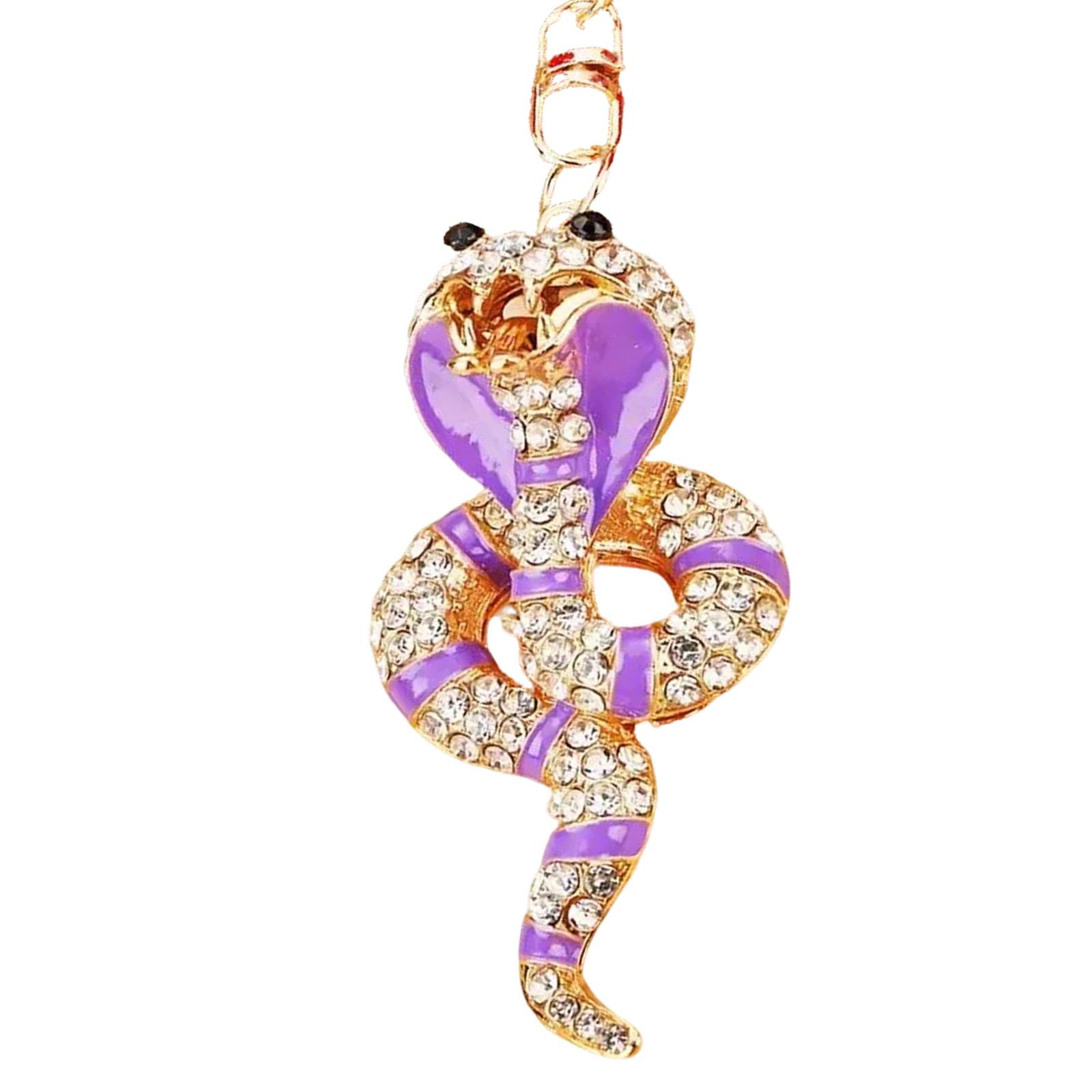 

Элегантный брелок для ключей в виде змеи, стильный аксессуар для кошелька, текстура сплава, бижутерия для подарка на год змеи фиолетовый