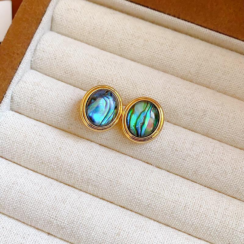 Monet garden oil painting style flower pearl earrings light luxury stud earrings French sweet small fresh earrings women