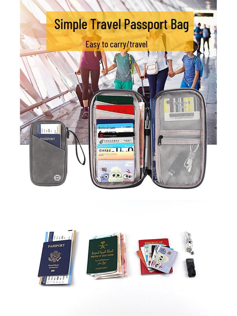 RFID-blokkerende multifunksjonell pass- og ID-holder
