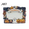 Double Sided Wooden Photo Holder Halloween Frame, Pumpkin Ghost Cat Cutout Picture Shape Ornament Holder, Double-sided Holiday Tabletop Decor for Home