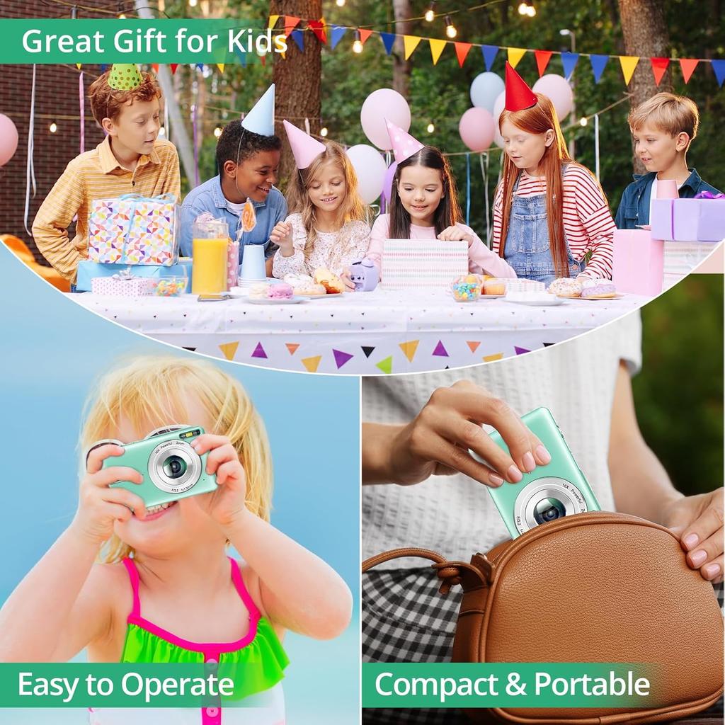 Digital Camera 1080P 44MP Digital Cameras, Digital Point and Shoot Camera for Kids with 16X Zoom, Anti-Shake, Compact Small Travel Camera for