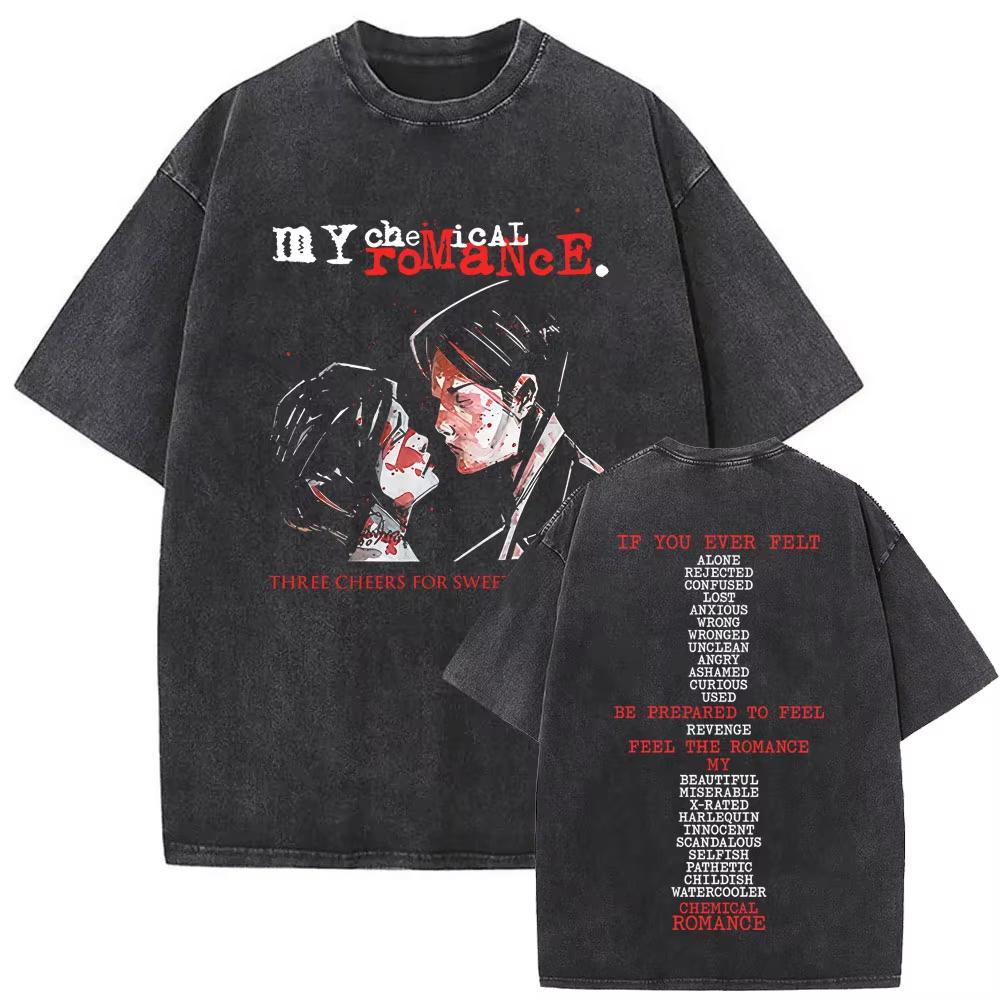 Washed Vintage Rock Band My Chemical Romance The Black Parade Tour  Tshirt Mens Women Fashion Punk Emo Oversized T Shirts