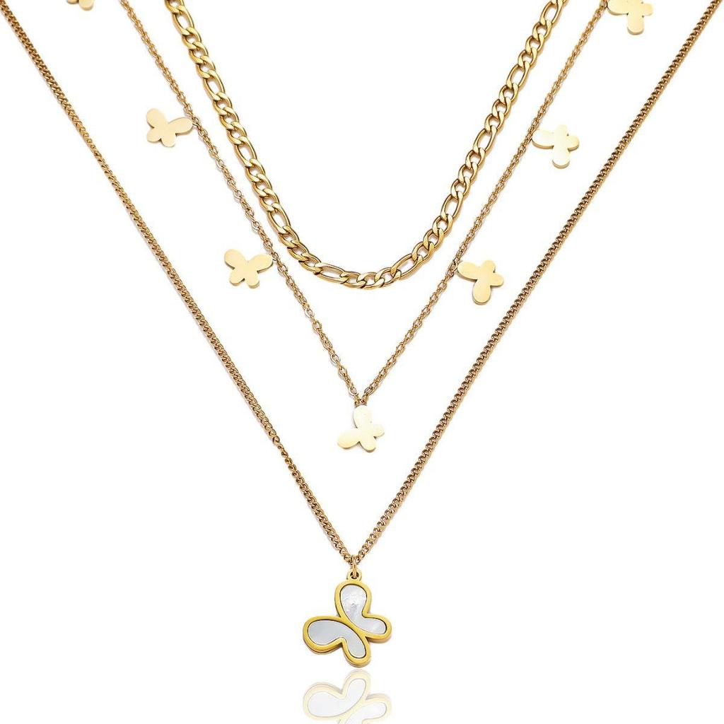 Butterfly Necklace with Color-Retaining Zircon - Fashionable, Versatile Women's Jewelry Accessory.