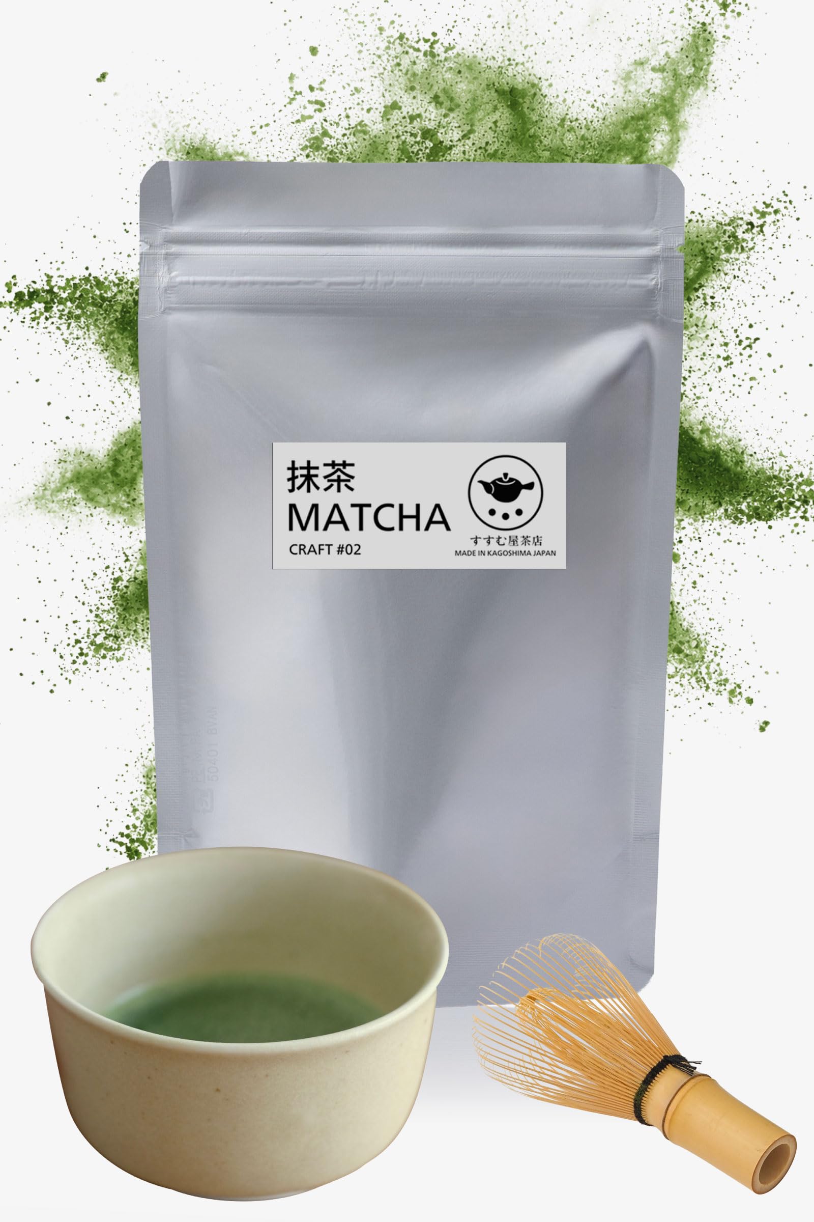 First Flush Tea x For Tea Matcha Powder 100g First Flush Tea from Kagoshima Prefecture Premium Quality Perfect for Cafe Lattes Powdered for Commercial