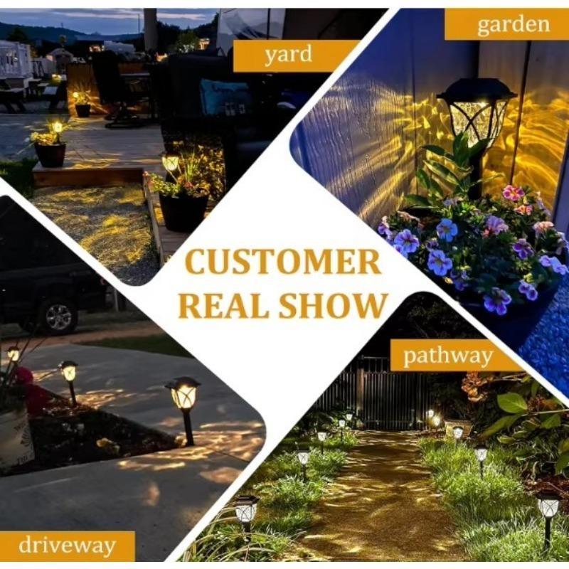2PCS Solar Lawn Lights Outdoor LED Bright Yard Lamp Waterproof Night Light Landscape Lighting Pathway Light Garden Decor