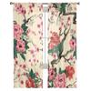 Sakura Pfingstrosenblüten in Vintage-Topf Transparente Gardinen für Wohnzimmer Durchsichtiger Tüll Fenstergardine Schlafzimmer Küche Schleier Vorhänge