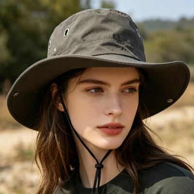 Westlicher Cowboyhut UPF 50+ Atmungsaktiv Belüftet Sonnenschutz Breiter Rand Eimerhut mit Verstellbarem Winddichten Seil Wandern Camping Outdoor Fischer