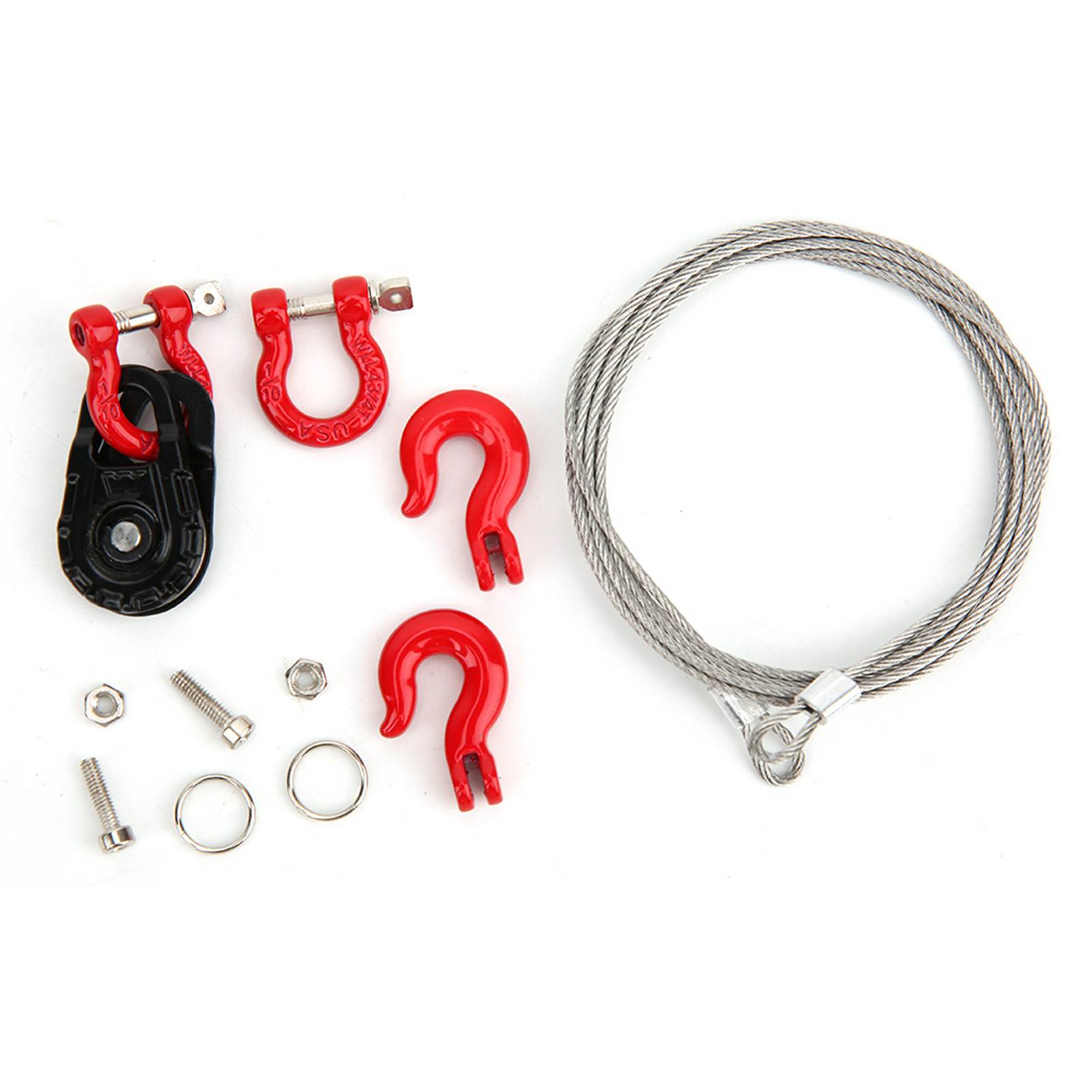 

Rescue Equipment Three Piece Set RC Steel Rope / Pulley / Lock Sleeve for RC Model Car Climbing