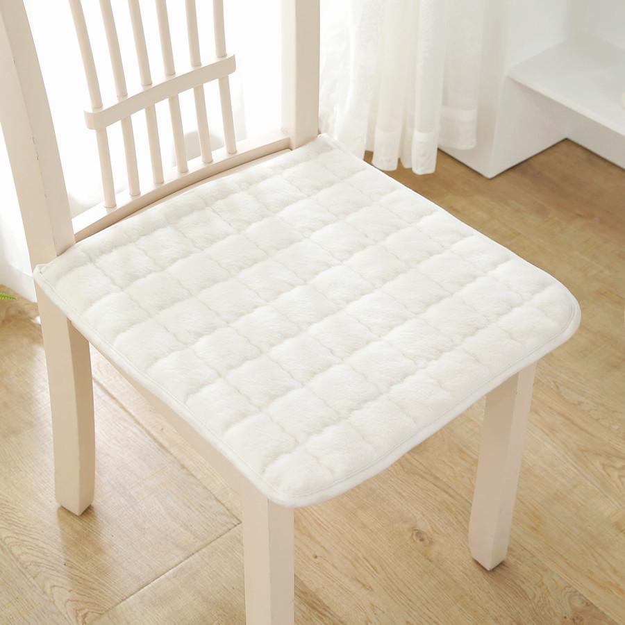 2PCS Winter Plush Meal Chair Cushion Chair Cushion Thickened Solid Color Chair Cushion Office Seat Cushion