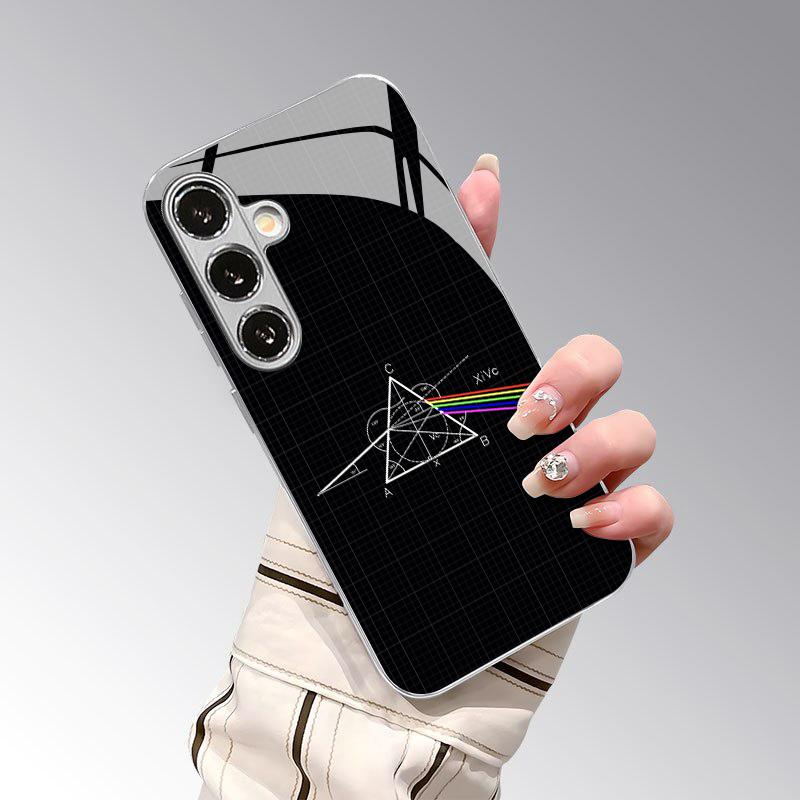 Optical Prism Pattern 2D Phone Case for Samsung S26 S25 S24 S23 S22 S21 S20 A56 A36 A16 - Electroplated Glass Protective Cover