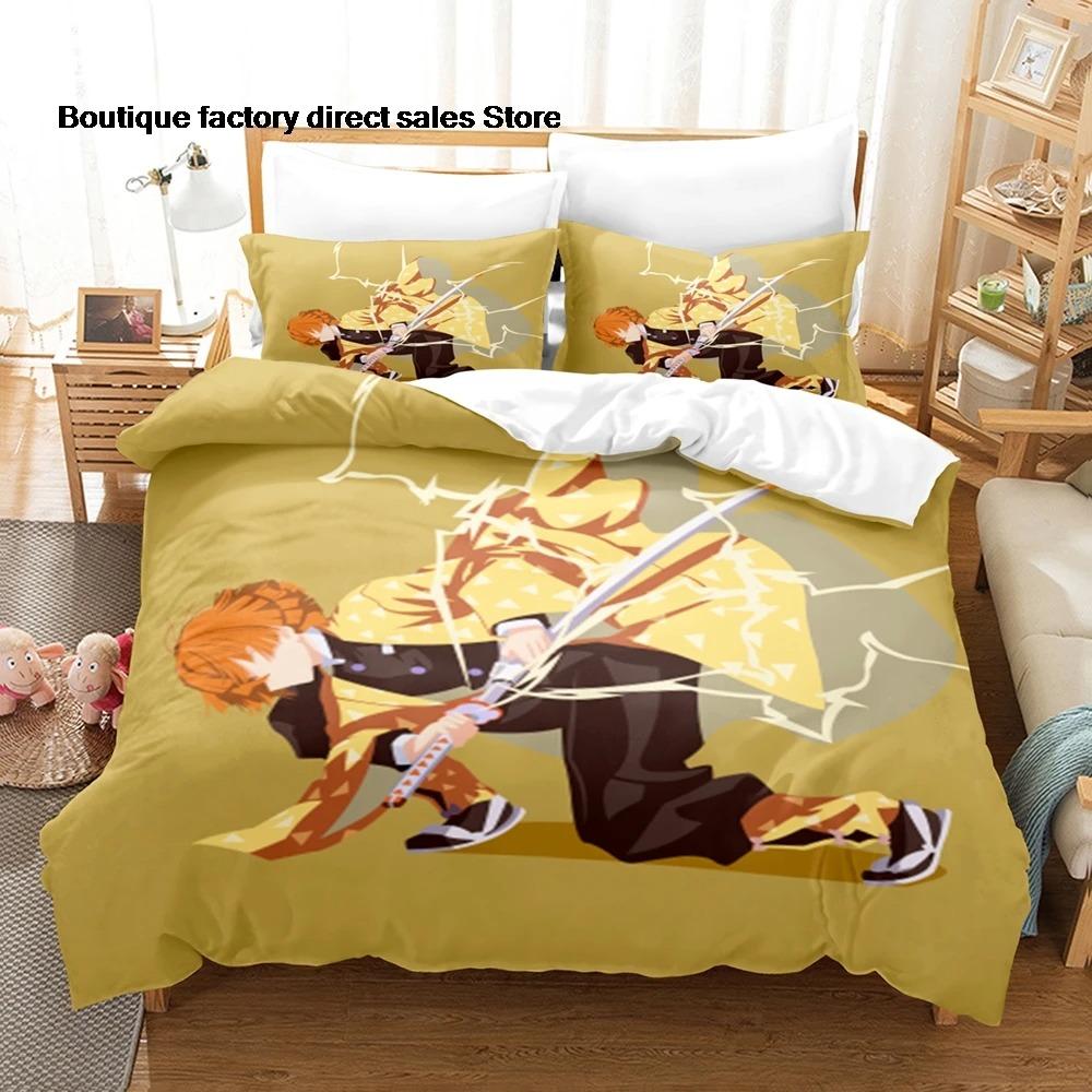 Zenitsu Agatsuma Bedding Set Single Twin Full Queen King Size Bed Set Aldult Kid Bedroom Duvetcover Sets bed sheet set 2