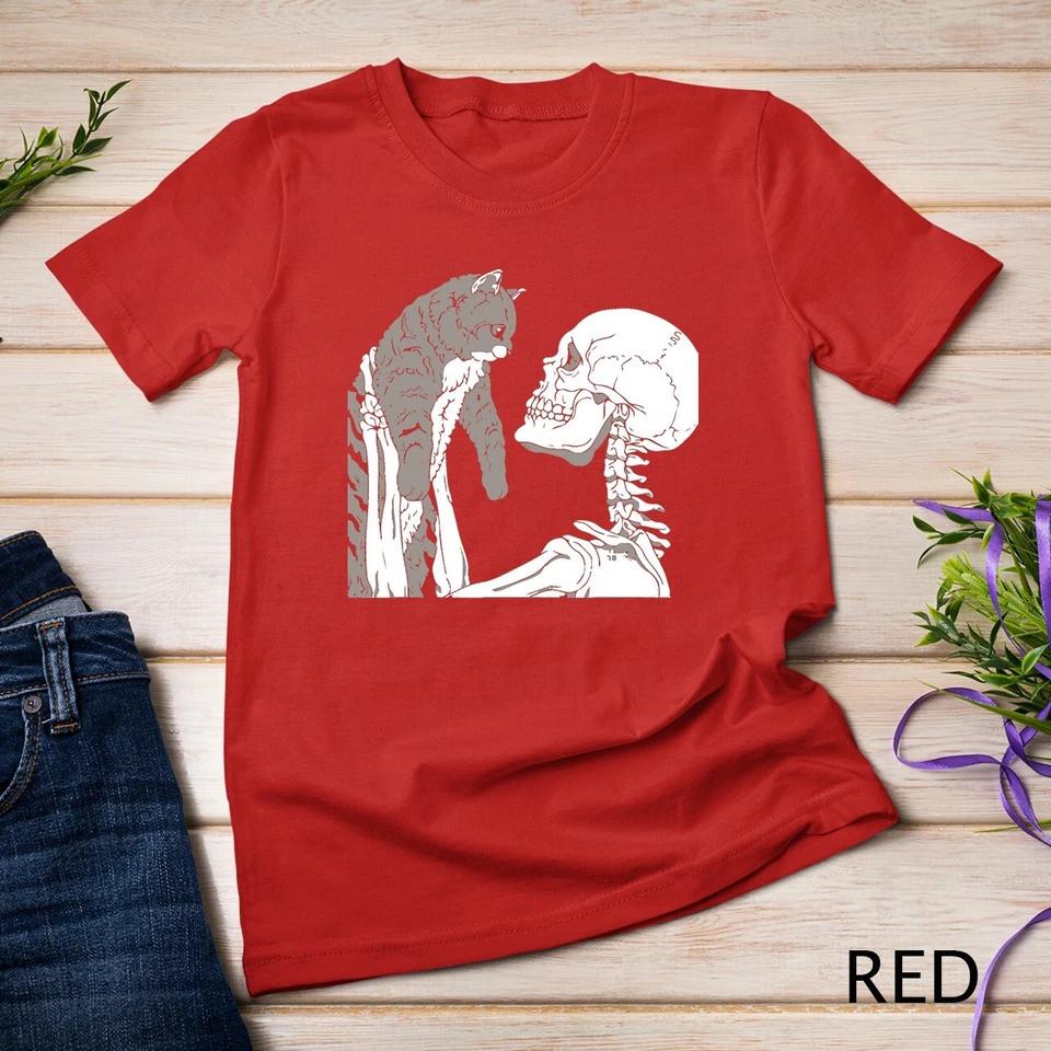 Skeleton Holding A Cat Shirt Lazy Halloween Costume Skull T-Shirt Unisex T-shirt 9 L