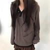 Top da donna a righe con cappuccio, casual, moda, manica lunga, Y2k