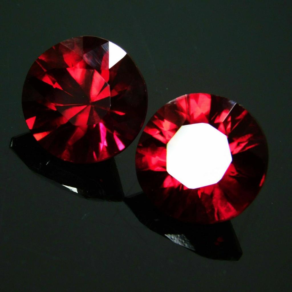 Natural Red Ruby Loose Gemstone 17.00 ct Diamond Cut Round Shape Pair for Jewelry Making and Crafts