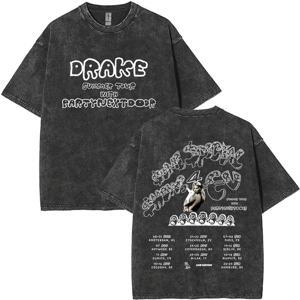 Camiseta con gráfico de rapero Drake Vintage lavada para hombre y mujer, camisetas de música Pop a la moda de Hip Hop, c 806