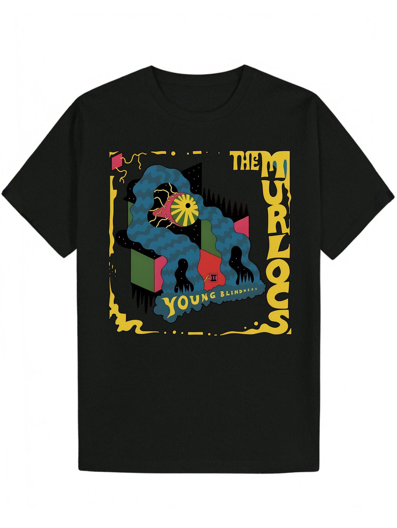 

Vibrant Retro Graphic T-shirt - The Young & Blind Design with Silhouettes S