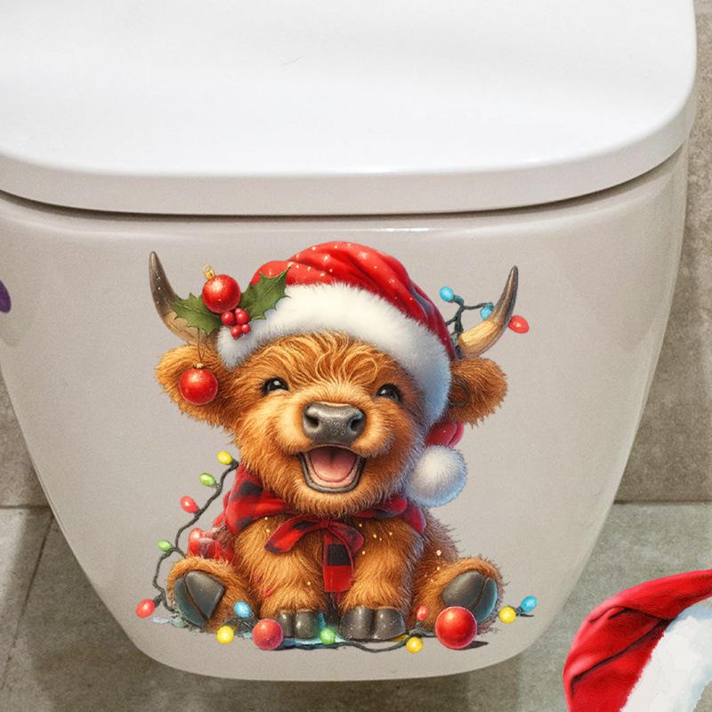 Cute Cow Self-Adhesive Toilet Sticker - Creative Bathroom Decoration