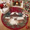1 PC Christmas Faux Wool Round Rug - Non-Slip Stain Resistant Living Room Bedroom Carpet