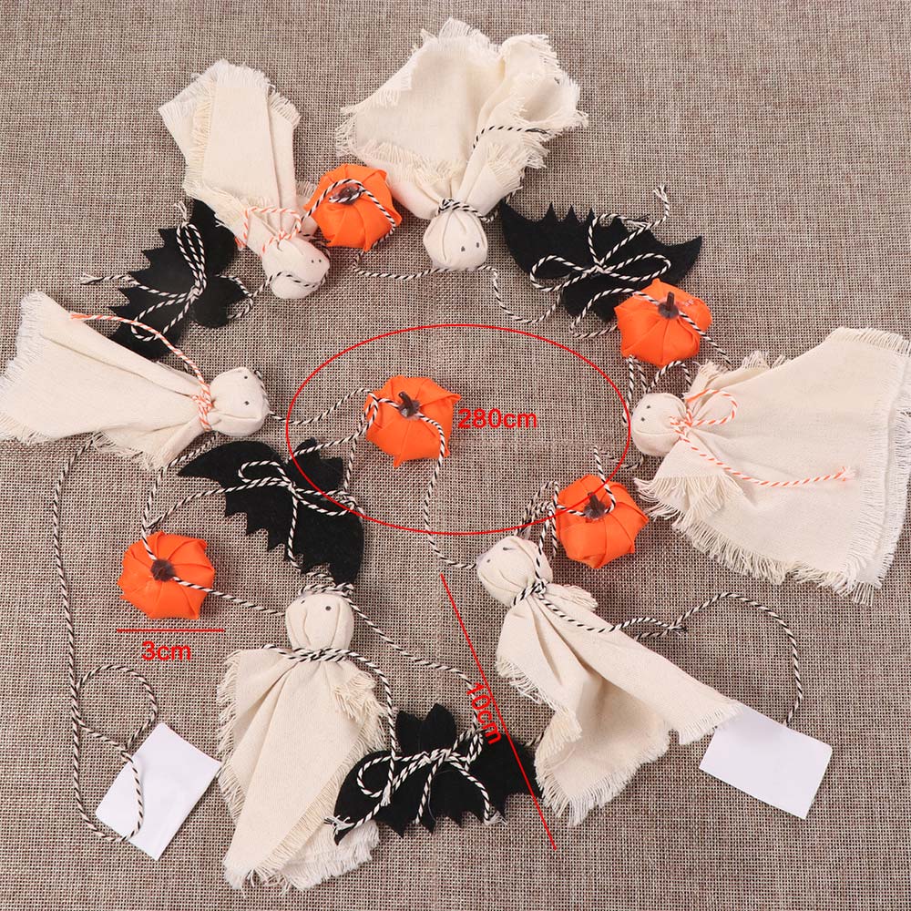 Pumpkin Halloween Decorations Banner Bat Halloween Flag Pulling Linen Ghosts Banner  Festival