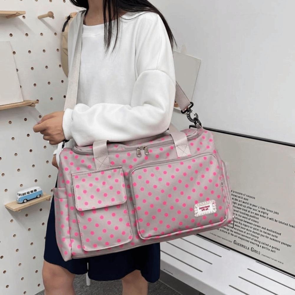 Oxford Cloth Travel Duffle Large Capacity Travel Luggage Bag Polka Dot Travel Handbag  Short Travel