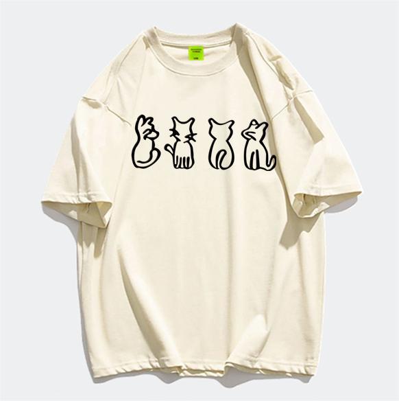 Heavy cotton cartoon fun short-sleeved T-shirt men's and women's summer new loose design niche half-sleeved top tide