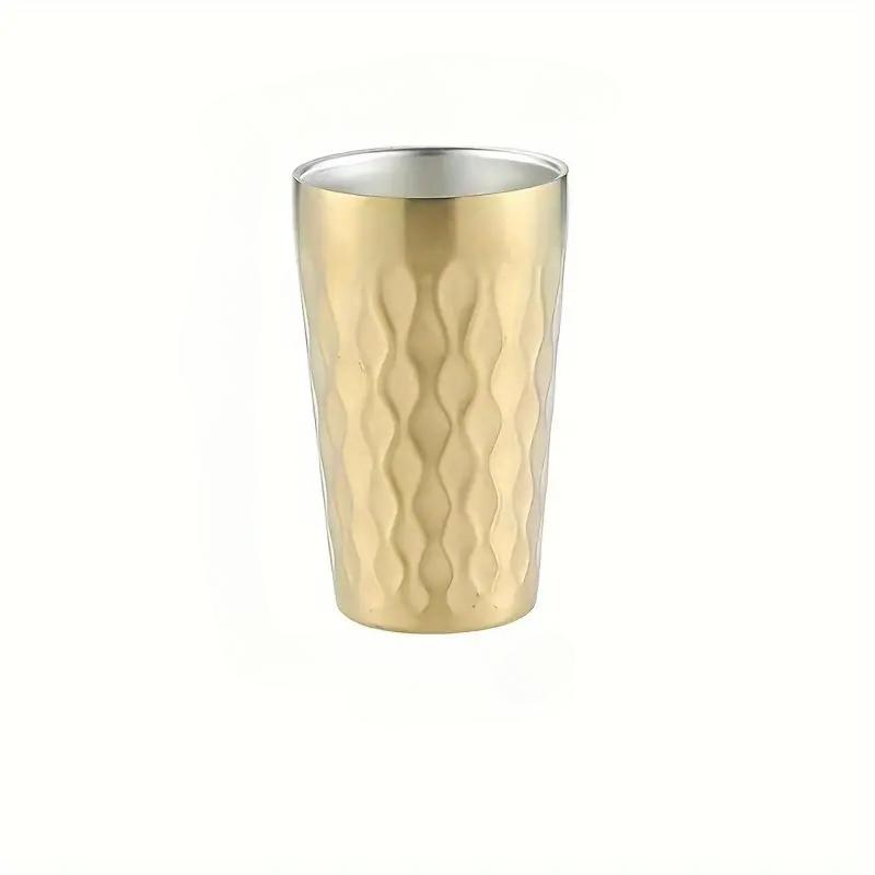 Stainless Steel Double Layer Beer Mugs Wave Pattern Water Cup Reusable Wine Tumbler Coffee Cup for Restaurants Home Outdoor Tool