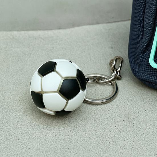 Keychain Pendant with LED Light Realistic Football Design Keyring Compact Bag Decoration Night