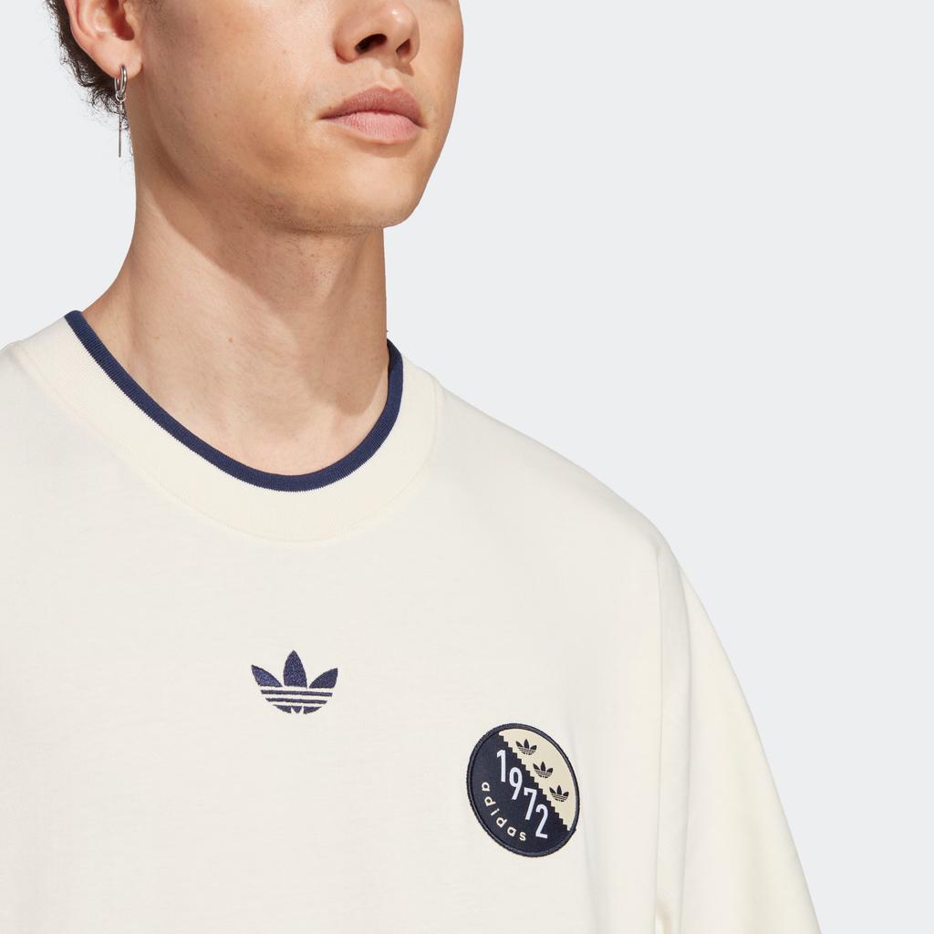 Adidas Originals Trefoil Large Logo Print Short Sleeve T-Shirt Men Tops Wonder-White IP7167