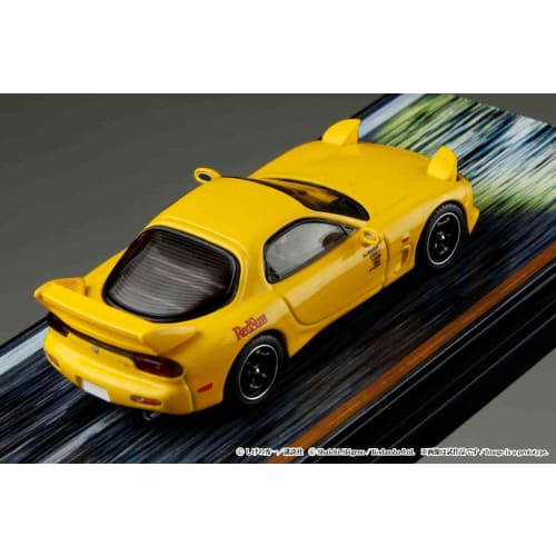 HJ64 1/64 Scale Mazda RX-7 (FD3S) RED SUNS / Initial D with Takumi Fujiwara and Keisuke Takahashi Driver Figures (Finished Product)