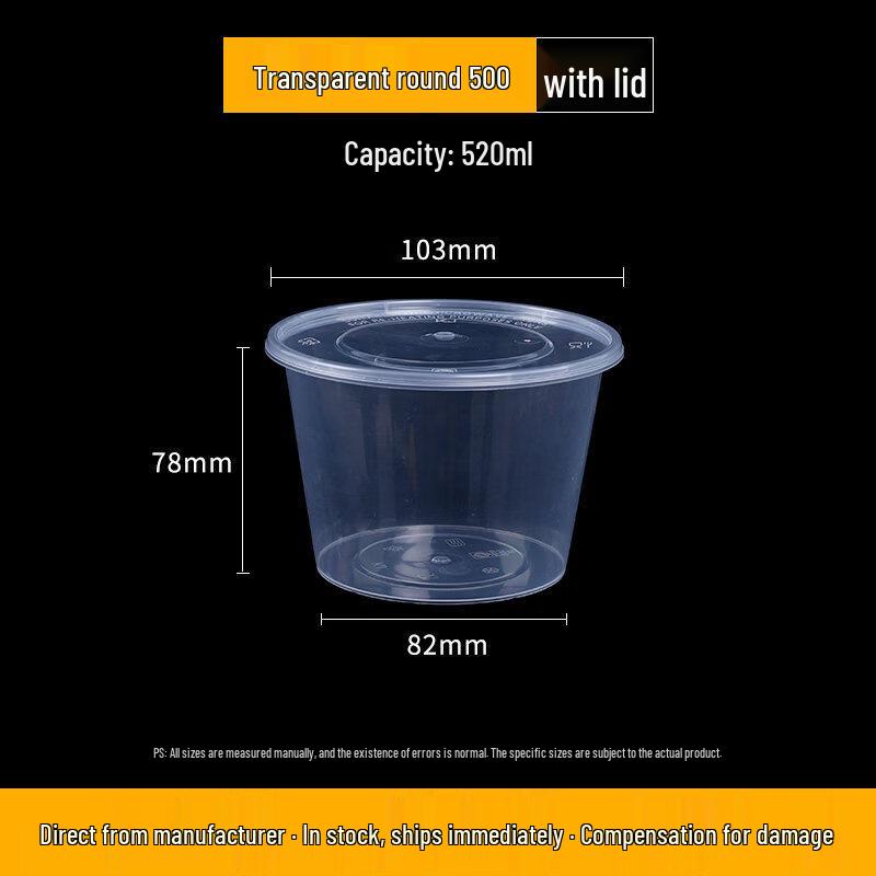 ZISIZ Round Thickened Disposable Plastic Lunch Box