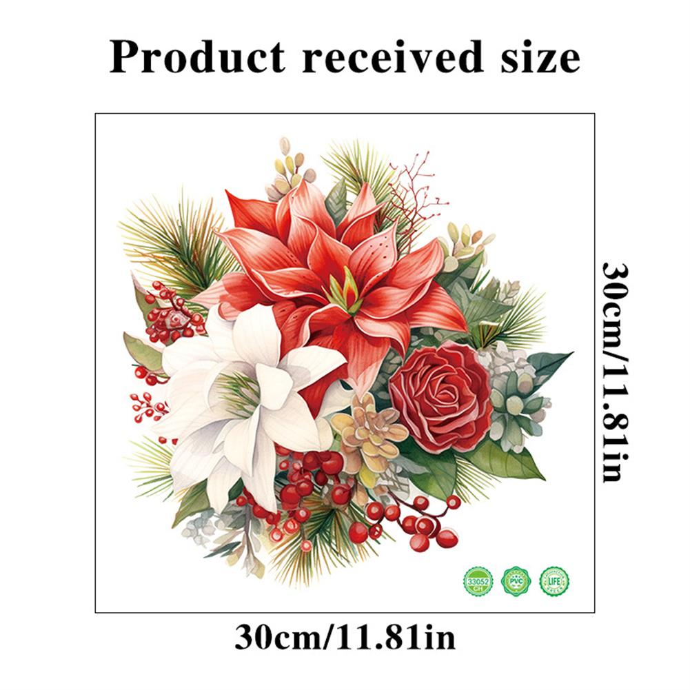 

ПВХ самоклеящиеся наклейки на крышку унитаза водонепроницаемые легкие рождественские цветочные узоры настенные наклейки на сиденье унитаза в ванной (30x30cm) 30 x 30CM