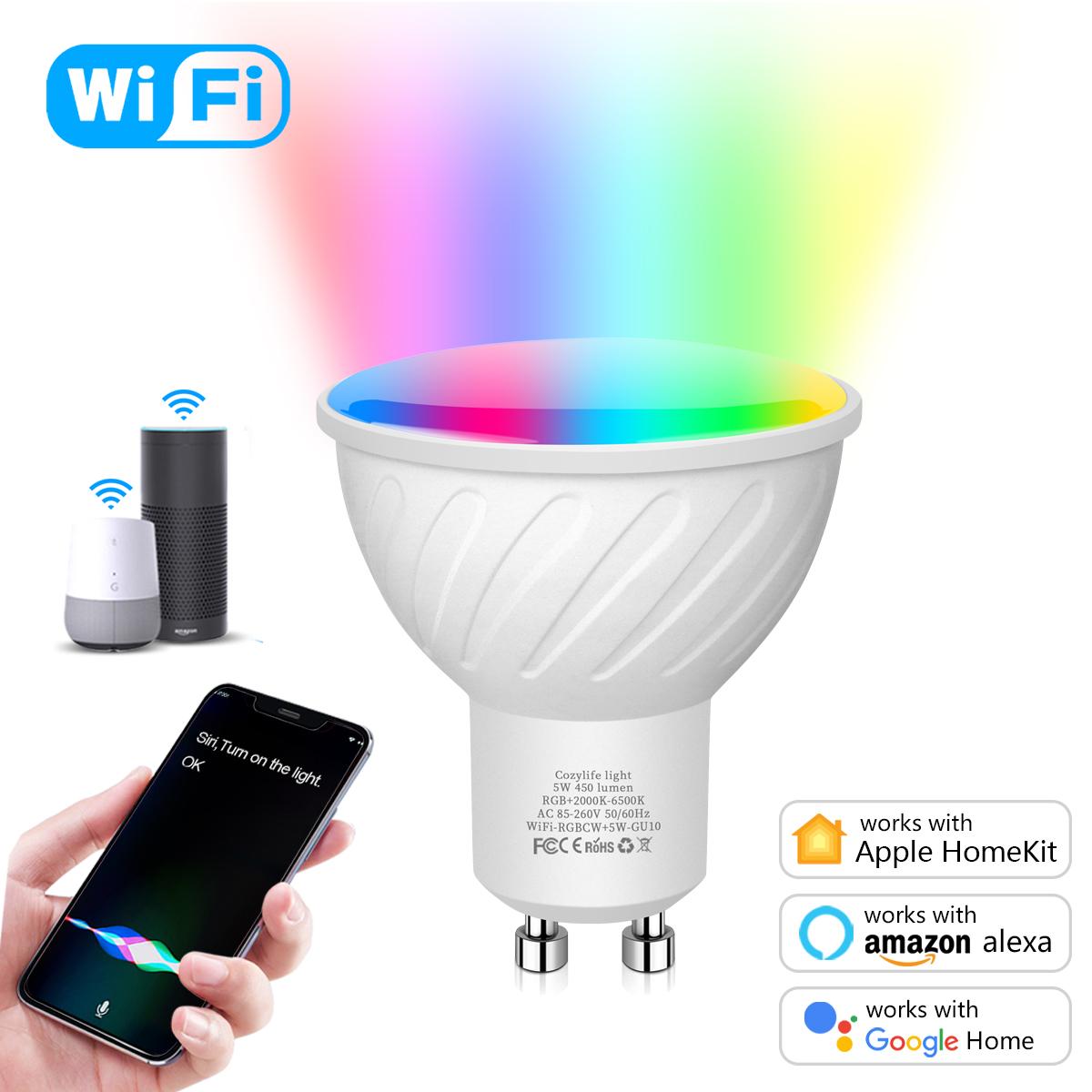 

AIMENGTE MFI Homekit RGB LED Smart WiFi лампочка 110 В/220 В Siri Голосовое управление для Apple Home Kit App Alexa Google Home GU10-5W