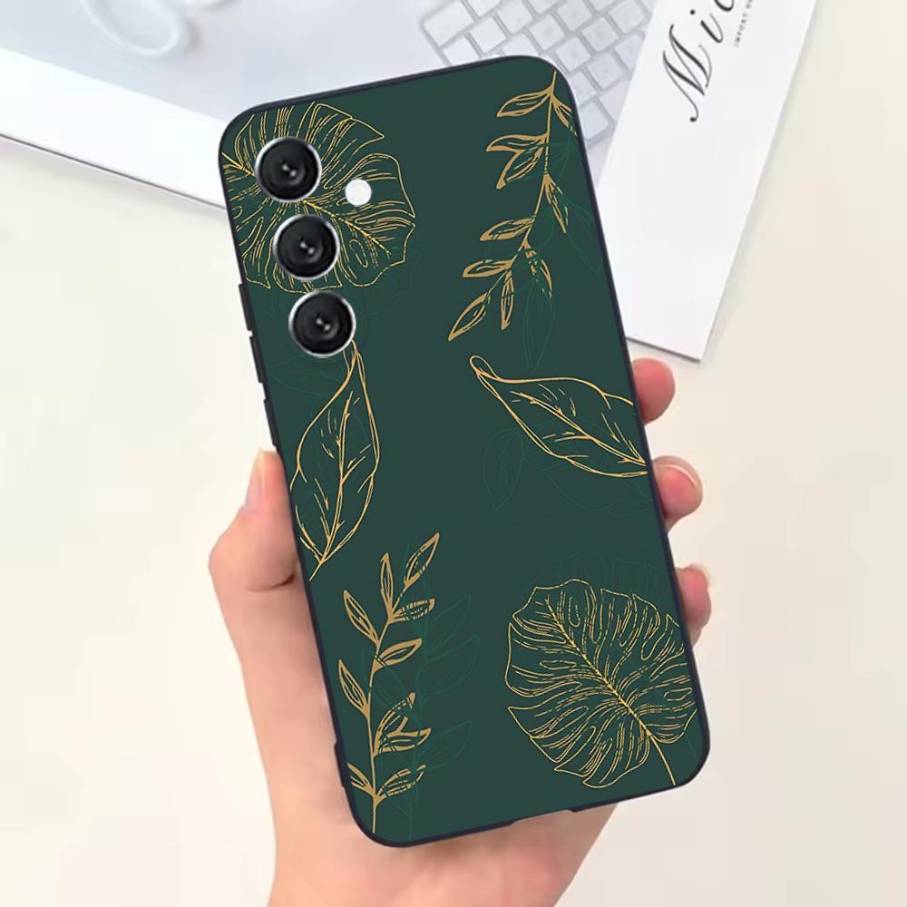 Aesthetic Sage Green Phone Case For Samsung Galaxy A13,A21s,A22,A31,A32,A52,A53,A71,A80,Soft Black Shell