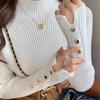 Autumn Winter Sweater Women Pullovers Long Sleeve Tops Clothes Slim Knit Soft Jumper Streetwear Button Turtleneck Sweater