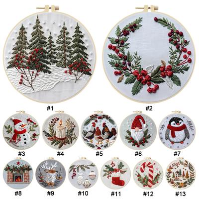 Winter Cotton Stamped Embroidery Cross Stitch DIY Starter Needlepoint Kit25x25cm