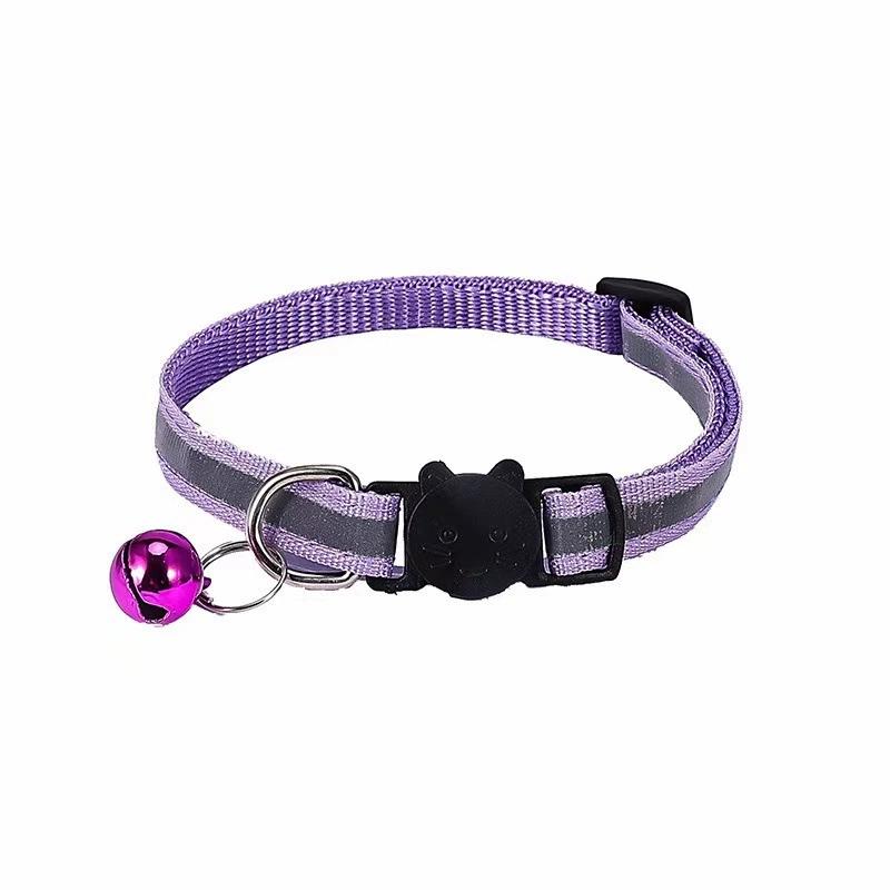 Cartoon Cat Head Reflective Pet Collar Colorful Bell Adjustable Safety Neck Strap Fashion Pet Collar For Kitten Puppy Small Dog